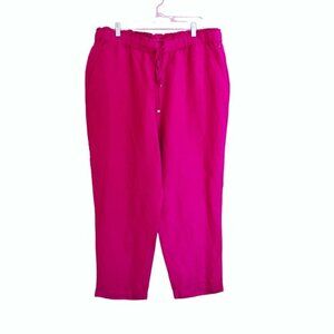 LOFT Linen Blend Drawstring Pants‎ Magenta Pink Size XL